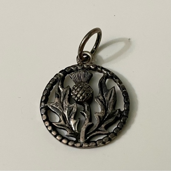 Vintage Silver Thistle Pendant Charm - Picture 2 of 10
